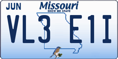 MO license plate VL3E1I