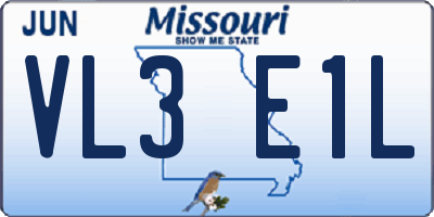 MO license plate VL3E1L