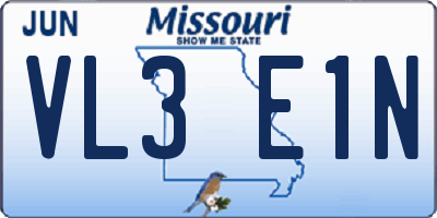 MO license plate VL3E1N