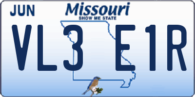 MO license plate VL3E1R
