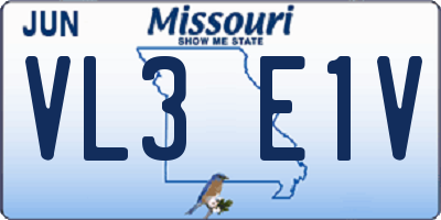 MO license plate VL3E1V
