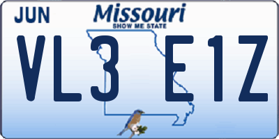 MO license plate VL3E1Z