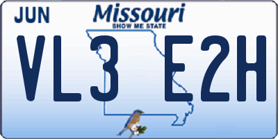 MO license plate VL3E2H