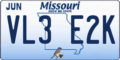 MO license plate VL3E2K
