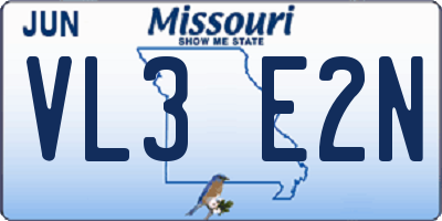 MO license plate VL3E2N