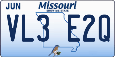 MO license plate VL3E2Q