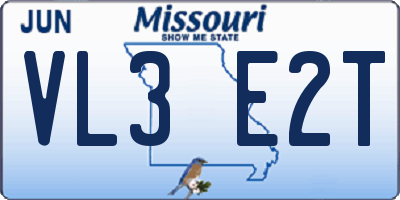 MO license plate VL3E2T