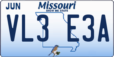 MO license plate VL3E3A