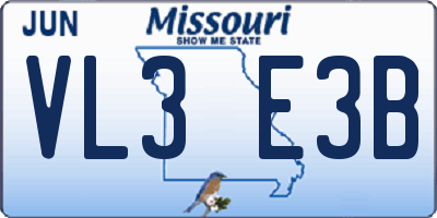 MO license plate VL3E3B