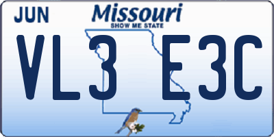 MO license plate VL3E3C