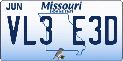 MO license plate VL3E3D