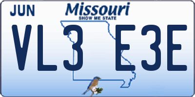 MO license plate VL3E3E