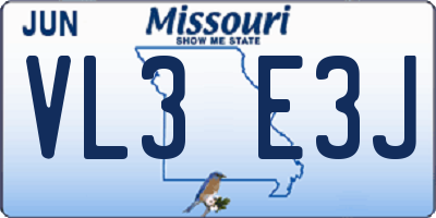 MO license plate VL3E3J