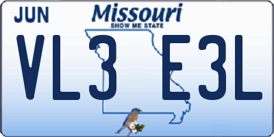 MO license plate VL3E3L