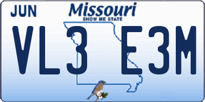 MO license plate VL3E3M