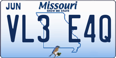 MO license plate VL3E4Q