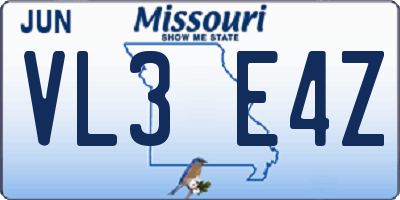 MO license plate VL3E4Z