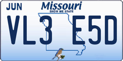 MO license plate VL3E5D