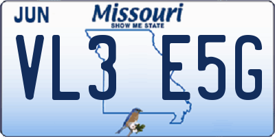 MO license plate VL3E5G