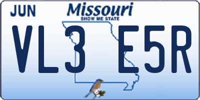 MO license plate VL3E5R