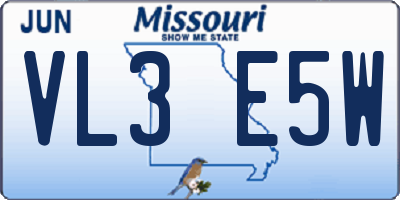 MO license plate VL3E5W