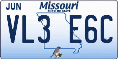 MO license plate VL3E6C