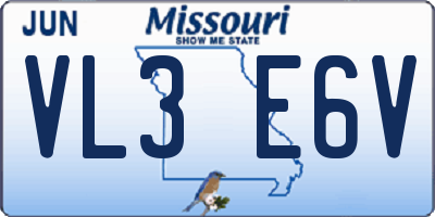 MO license plate VL3E6V