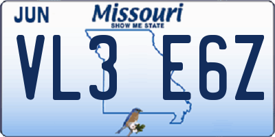 MO license plate VL3E6Z