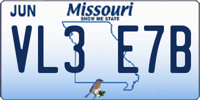 MO license plate VL3E7B
