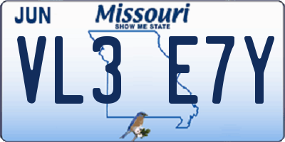 MO license plate VL3E7Y
