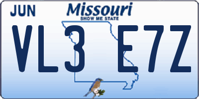 MO license plate VL3E7Z