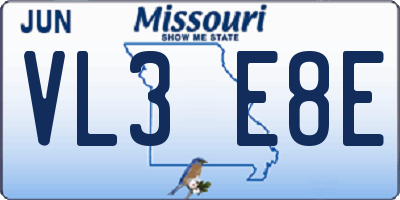 MO license plate VL3E8E