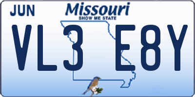 MO license plate VL3E8Y