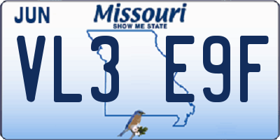 MO license plate VL3E9F