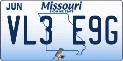 MO license plate VL3E9G