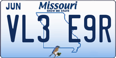 MO license plate VL3E9R