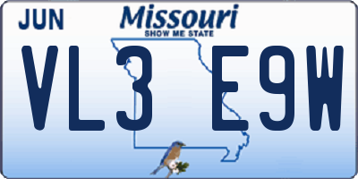 MO license plate VL3E9W