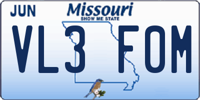 MO license plate VL3F0M