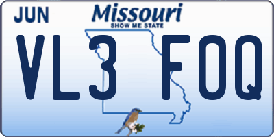 MO license plate VL3F0Q