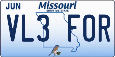 MO license plate VL3F0R
