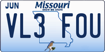 MO license plate VL3F0U