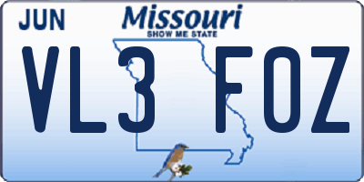 MO license plate VL3F0Z