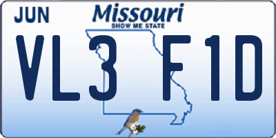 MO license plate VL3F1D