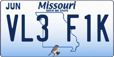 MO license plate VL3F1K