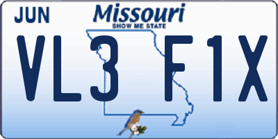 MO license plate VL3F1X