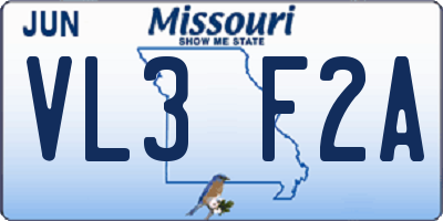 MO license plate VL3F2A