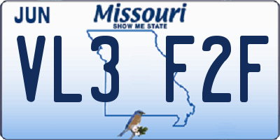 MO license plate VL3F2F