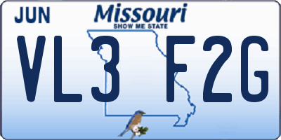 MO license plate VL3F2G