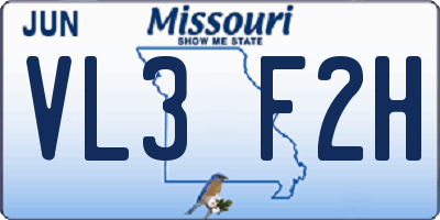 MO license plate VL3F2H