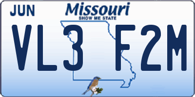MO license plate VL3F2M